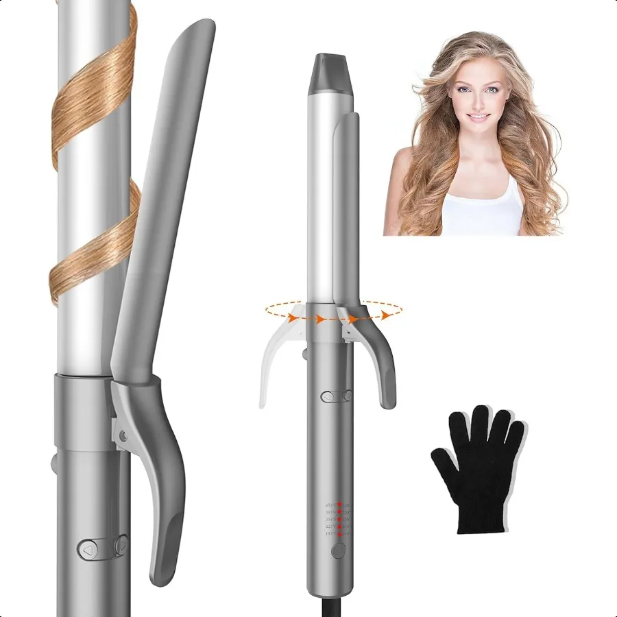 

Rotating Curling Iron Automatic Hair Curler with 5 Temp Control Dual Voltage 110V240V for Travel Effortl Styling for All Hair T