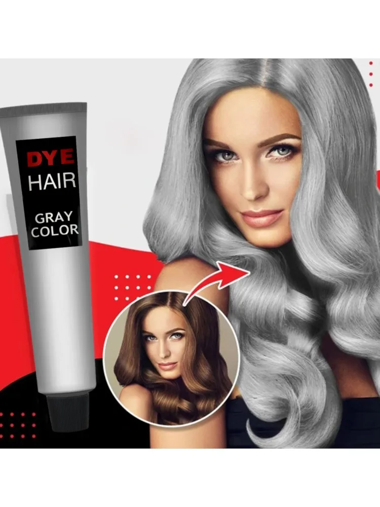 100ml teinture couleur grise crème pour cheveux unisexe gris fumé Style Punk gris clair argent teinture permanente crème de couleur unisexe crème pour cheveux soin