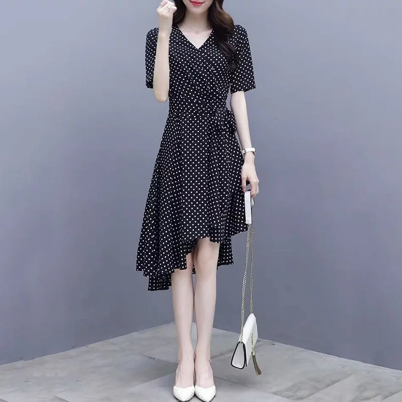 

Black chiffon dress 2023 summer new style waist show thin temperament skirt fairy dress