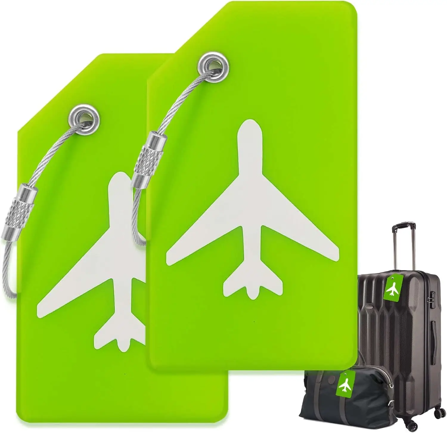 2 Pack Airplane Silicone Luggage Tags for Suitcases Travel Bag Tags for Luggage Baggage Suitcase Tags with Privacy Name ID Card