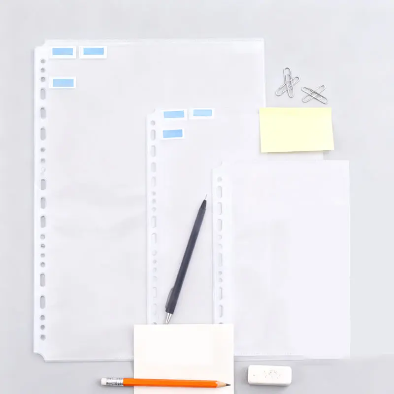 50Pcs A4/B5/A5 File Bag Loose Leaf Clear Binder Sleeves Thin Plastic Transparent Sheet Document Protector Folder Office Supplies