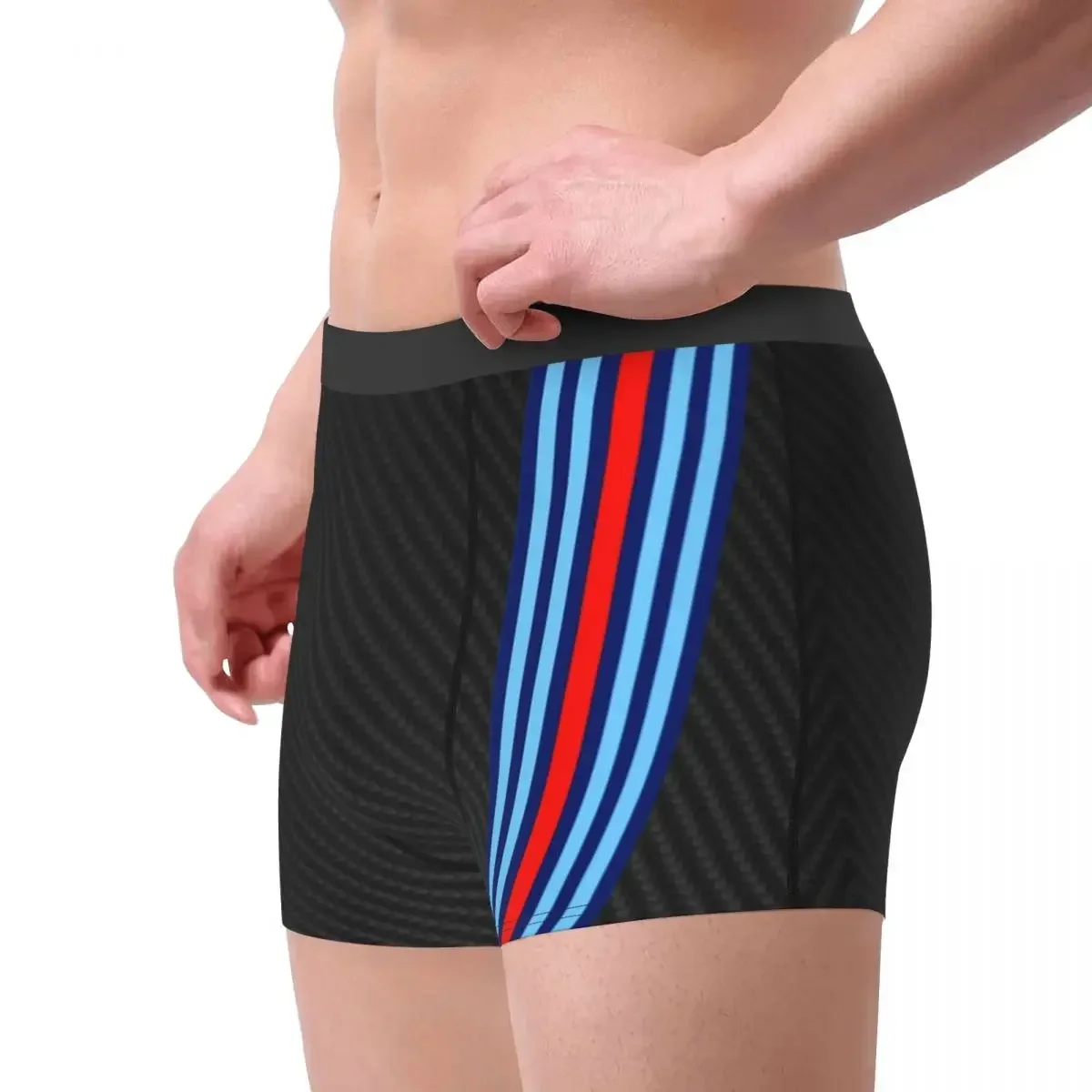 Men Carbon Fiber Racing Stripes Underwear Novelty Boxer Shorts Panties Homme Soft Underpants Plus Size