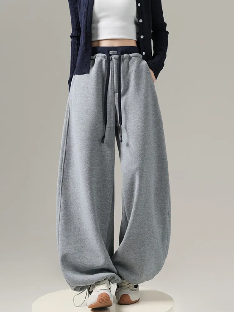 Pantaloni Sportivi Tibetani Blu Felpati da Donna, Invernali, Reversibili, con Coulisse, Gamba Larga, Stile Banana Knife