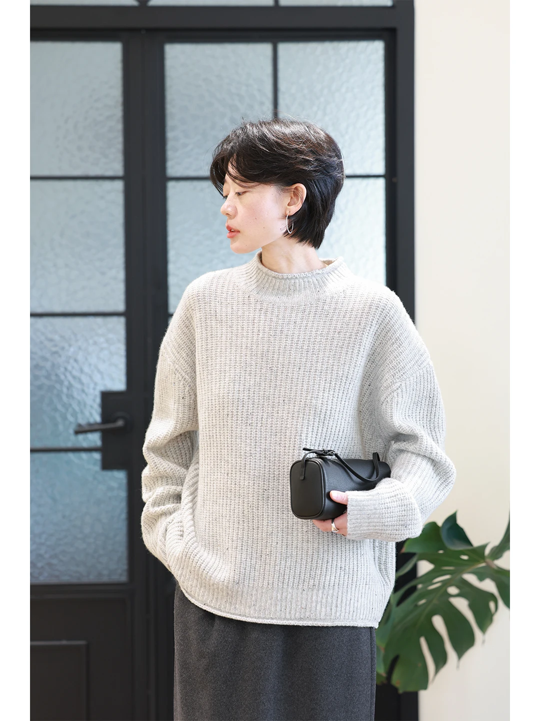

Thiened Full Wool Women's Knitted Sweater Winter New f High Collar Loose Knitwear Puffy Color Point Roll Collar