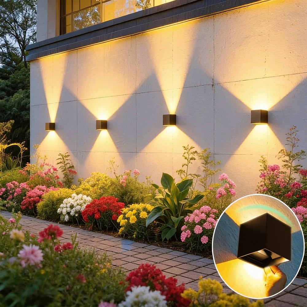 Modern Outdoor Waterproof Wall Lamp Square White Black Gray Aluminum Exterior Wall Lamp Outdoor Garage Porch Wall Light Fixtures