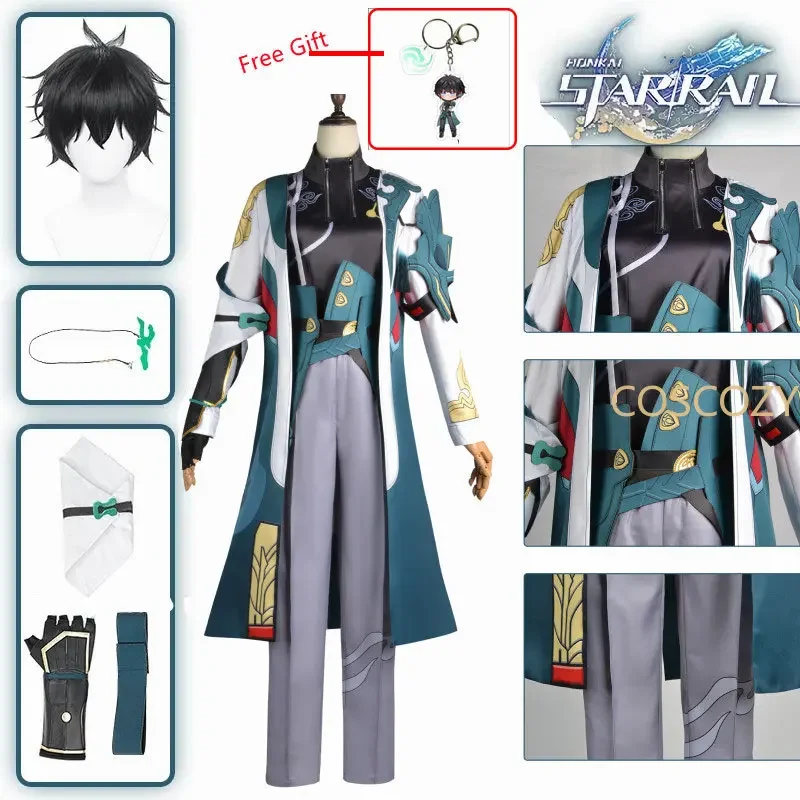 Honkai: Star rail Dan Heng uniform game cosplay costume wig jacket pants earring glove Astral express train guard outfit js5535