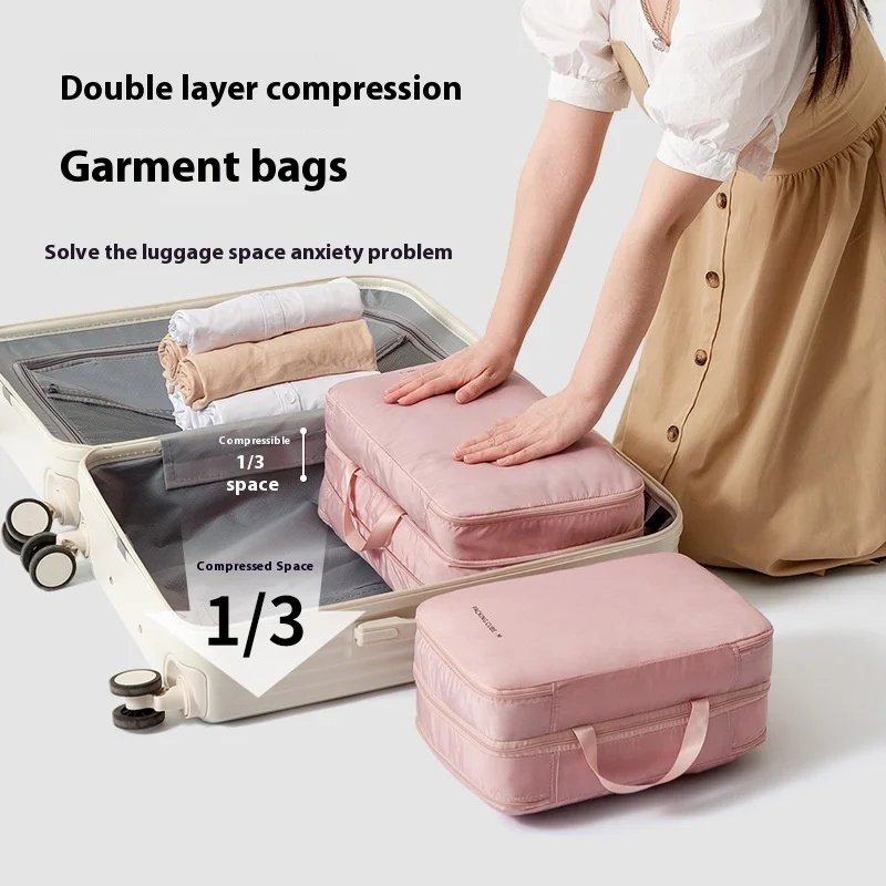 

Double Layer Compression Storage Bags for Clothes,Large Travel Organizer for Jackets,Sweaters,Blankets, Space Saving