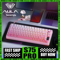 AULA S75 Pro Mechanical Keyboard Three-mode 4000mAH Long Life Tri Mode RGB PBT Gaming Keyboard Gasket Gamer E-sports Keyboards