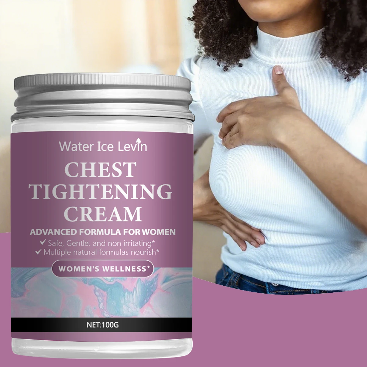Water lce Levin Chest Cream - Collagen & shea Butter Enriched Firming Formula for Women