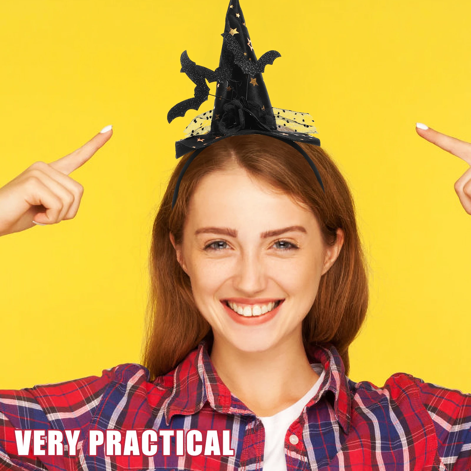 Chapeau de sorcière en dentelle noire, 1 pièce, bandeau, accessoire de fête d'halloween pour femmes et filles, déguisement, décor d'événement, mascarade