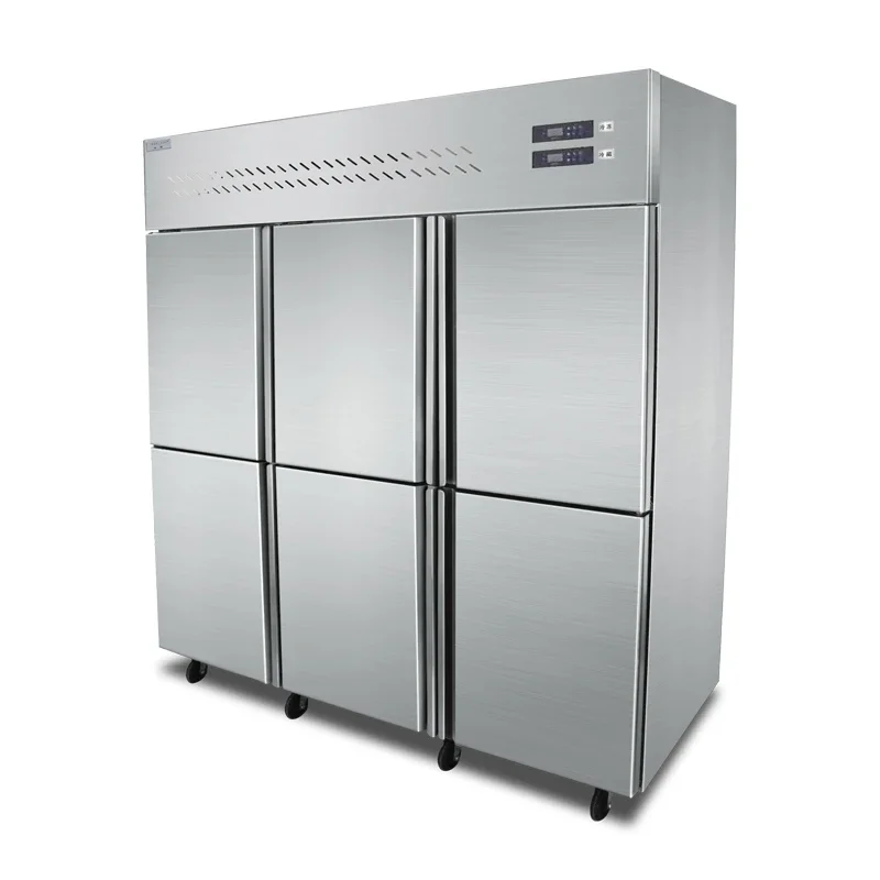 Kitchen 6 Doors Upright Freezer Refrigerator Restaurant 1465L Vertical Cooler  Fridge