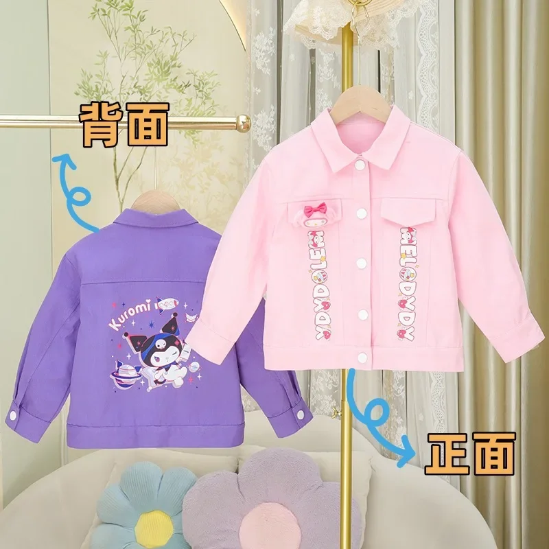 

Sweet My Melody Anime Lovely Doll Pendant Long Sleeve Jacket Cute Cartoon Spring Autumn Kuromi Coat Clothing Gifts for Kids