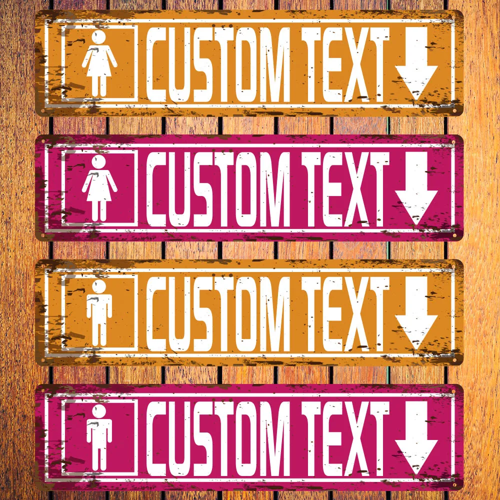 

1pc yellow/pink WC light sign Personalized Text Iron Wall Signs Metal Wall Plaque For Home Decor Living Room Bedroom