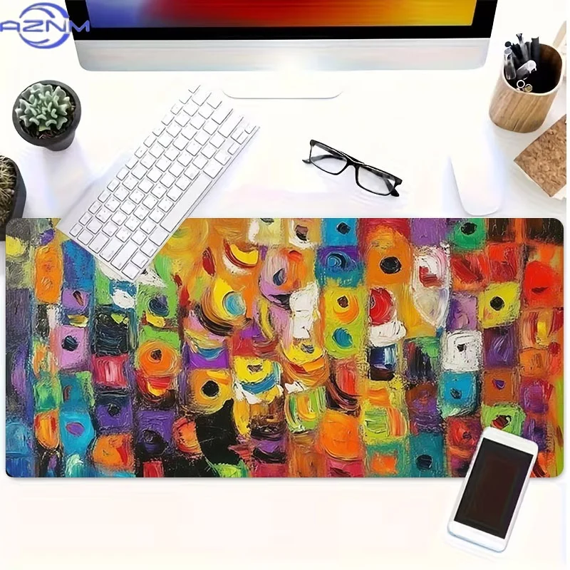 Abstract Art Rubber Desk Mat, Multiple Specifications Available, Vibrant Colorful Shapes, Ideal for Programmers/Gamers, Perfect