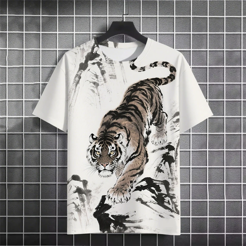

Ink Style Animals Pattern T Shirts Fashion Trendy Short Sleeve 3D Printed Streetwear T-shirts Cool Oversized Hip Hop Tees Tops