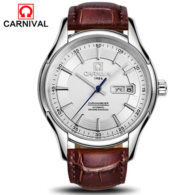 Montre CARNIVAL Mechanische Business-Uhren für Herren, Marken, Luxus-Saphir-Automatik-Armbanduhren, wasserdicht, Reloj Hombre 7