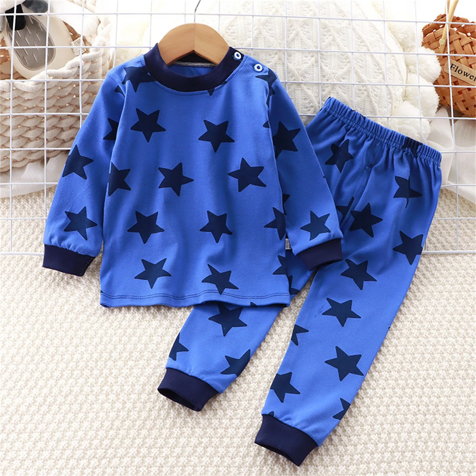 Toddler Children Underwear Suit Fall Pants Homewear Kid Sleepwear Pajs 2pcs Suit Classics Cotton New Boys Tiger Cartoon Pajamas