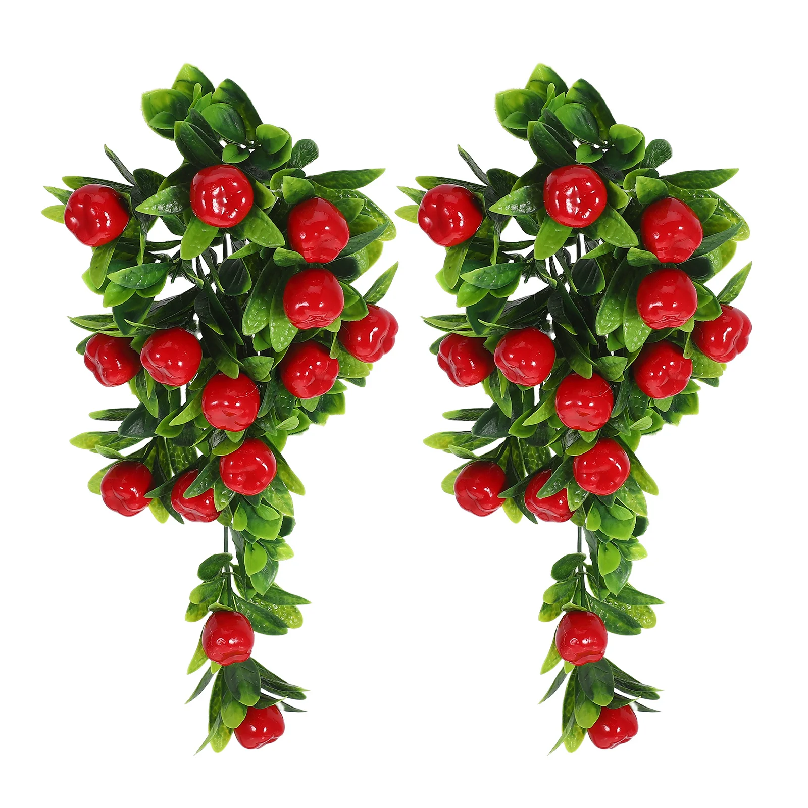 

2pcs Artificial Hanging Vine Lifelike Green Leaf Faux Plant Wall Decor Simulation Fruit String For Home Garden Indoor Outdoor