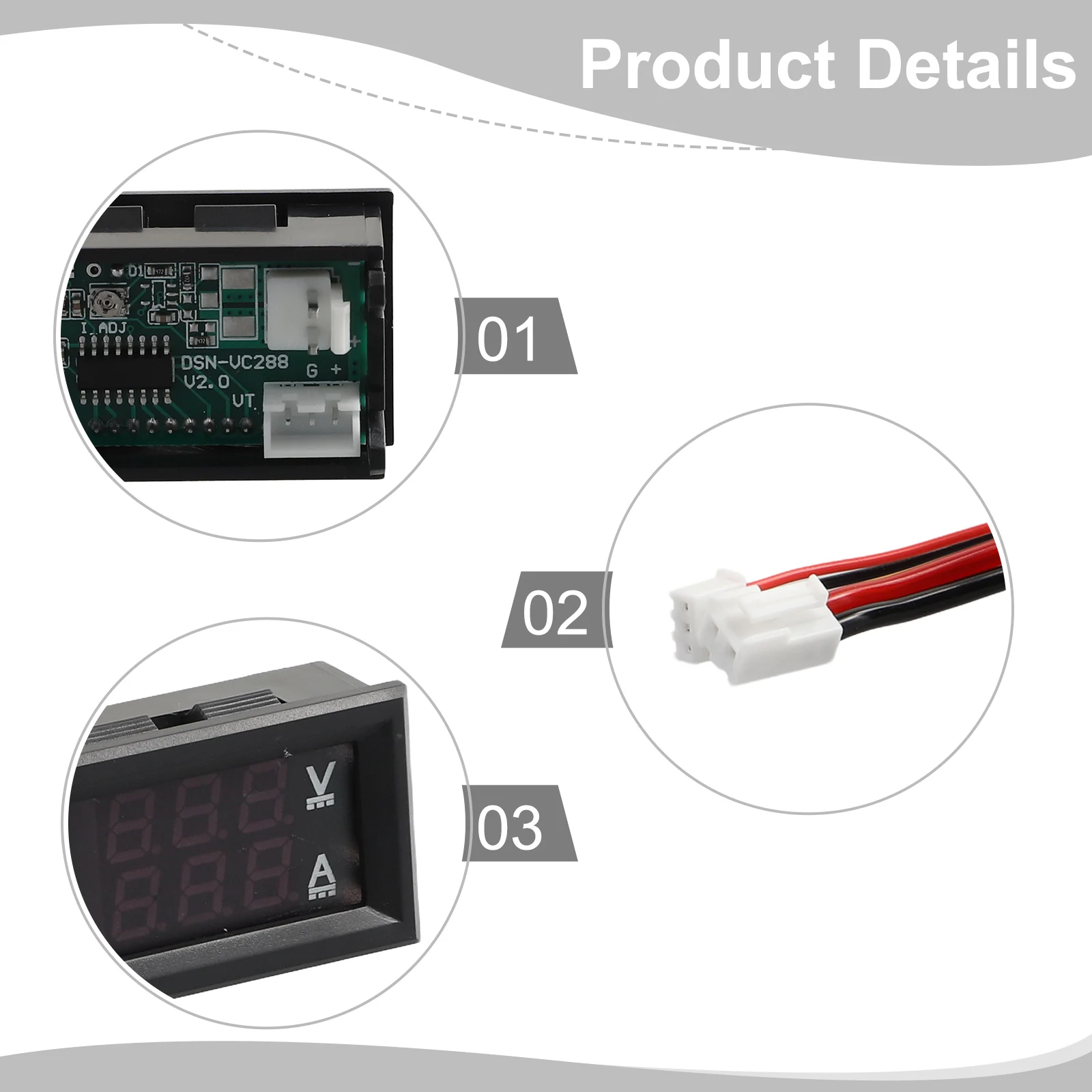 DC 0-100V 10A  50A 100A Electronic Digital Voltmeter Ammeter 0.28\'\' LED Display Voltage Regulator Volt AMP Meter Tester Detector