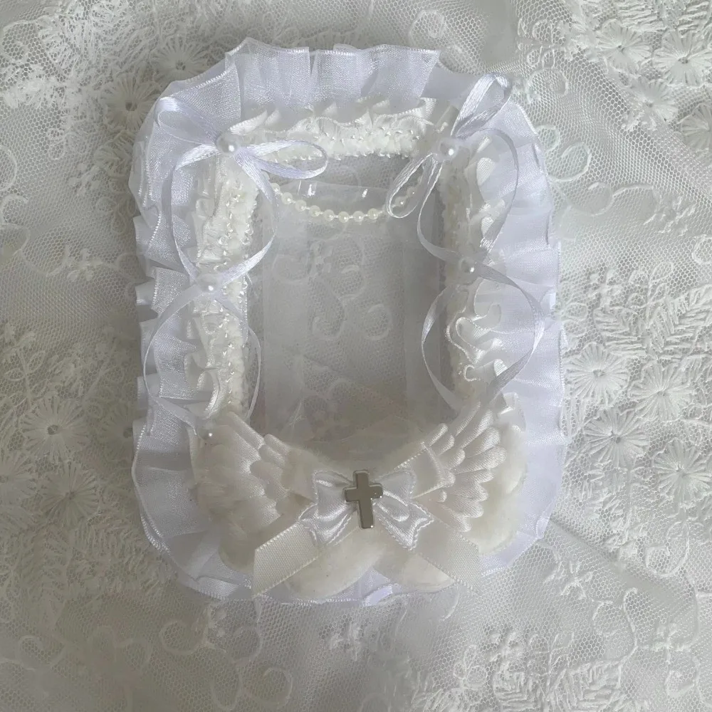 الدانتيل غطاء البطاقة الزخرفية اليدوية القوس الشريط صور بطاقة تخزين بطاقة عرض متعدد الطبقات تصميم حامل بطاقة الهوية