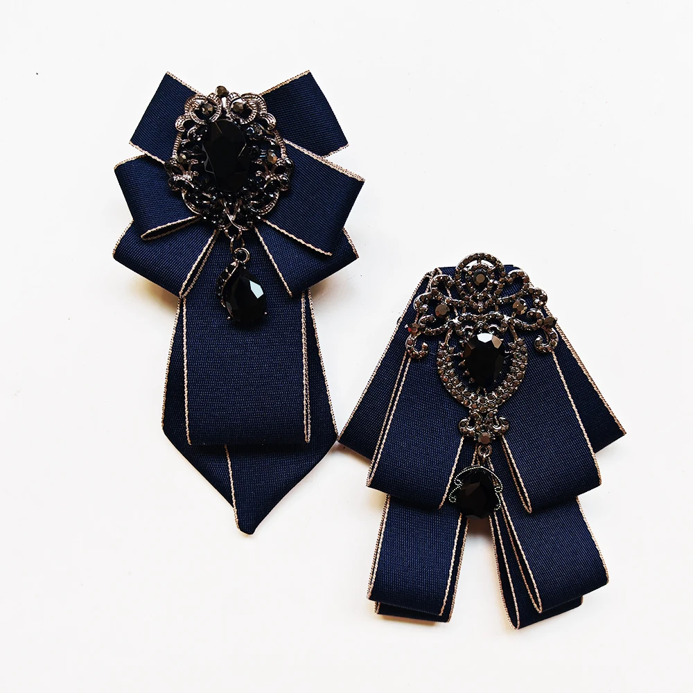 2Pcs Handmade Solid Color Diamond Ties for Men and Women, Shiny and Elaborate, a Must-Have for Parties