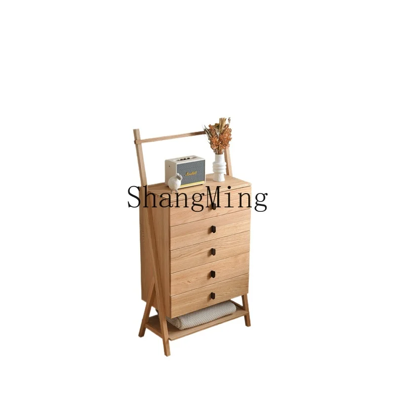 ZYH pure solid wood chest of drawers living room modern simple red oak bedroom storage cabinet