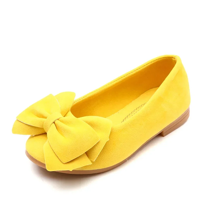 Baby Girls Shoes Princess Bow-knot Flock Fabric Spring Autumn Kids Flats Children Casual Loafers Candy Color Toddlers Shoes Soft