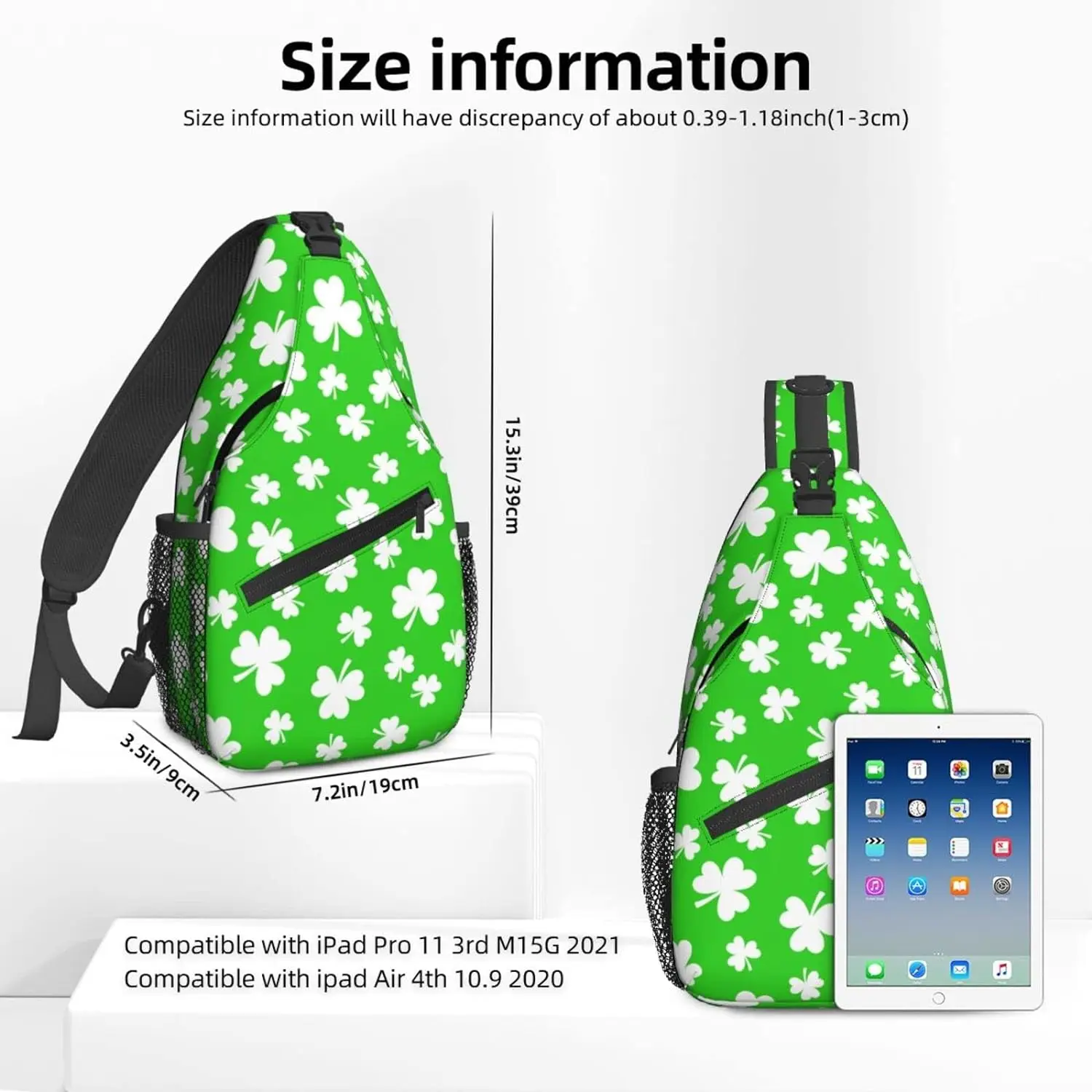 Green Sling Backpack Crossbody Sling Bag for Women Men Shoulder Bag Travel Hiking Daypack for St.patrick Day School Bags Casual