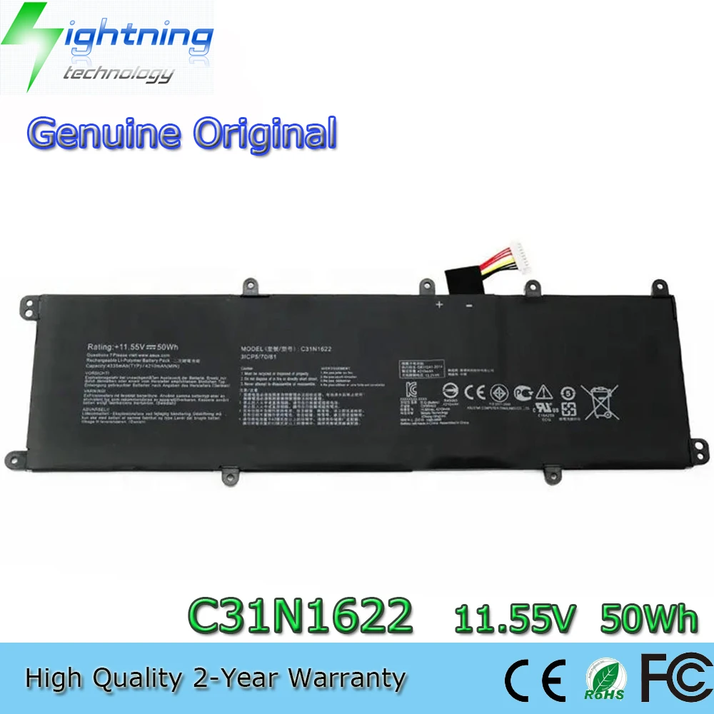 New Genuine Original C31N1622 11.55V 50Wh Laptop Battery for Asus Zenbook UX3430UA UX530UQ UX530UX UX430UA 31CP5/70/81