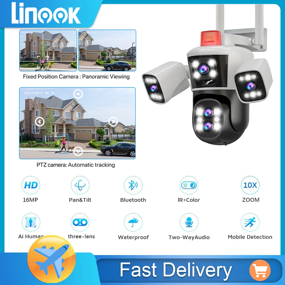 linook camera cctv ipc360 interior e exterior quatro lentes 16mp 8k impermeavel alarme de precposicionamento full hd ip66 01