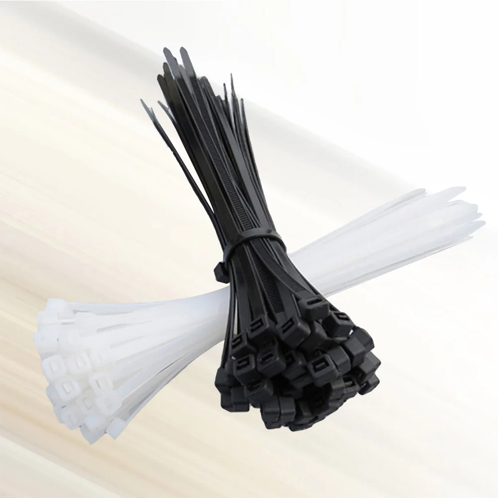 200pcs 100mm Self-locking Nylon Cable Ties Plastic Multi-Purpose Fasteners for Wire Tying Product Package (Black/White, 100 for