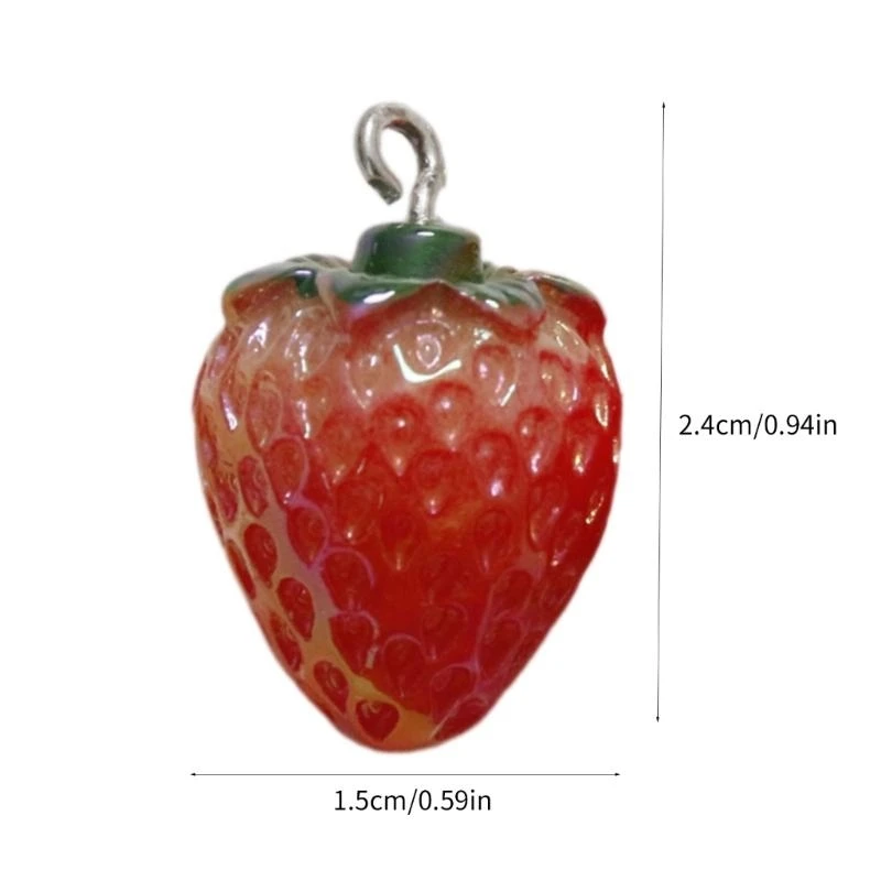 المعلقات الحديثة على شكل فراولة من الراتنج المعلقات على شكل فاكهة حلوة للحرف اليدوية