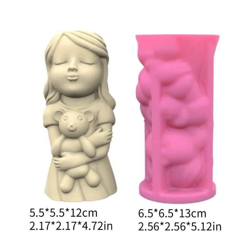 Bear Girl Silicone Vase Molds for Crafting Concrete Pencil Holder Drop shipping