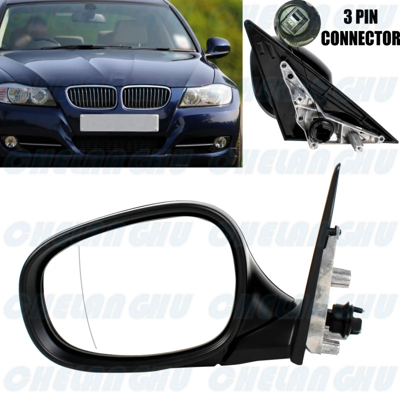 

For BMW E90 E91 LCl 318i 320i 325i 330i 335i 2009 2010 2011 2012 Left Side 3 Pins Black Painted Adjust Memory Mirror assembly