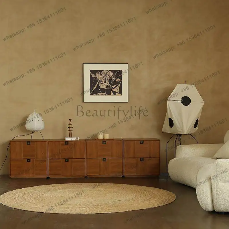 Flowing Cloud Module Combination Cabinet Living Room Wall Storage Medieval Teak