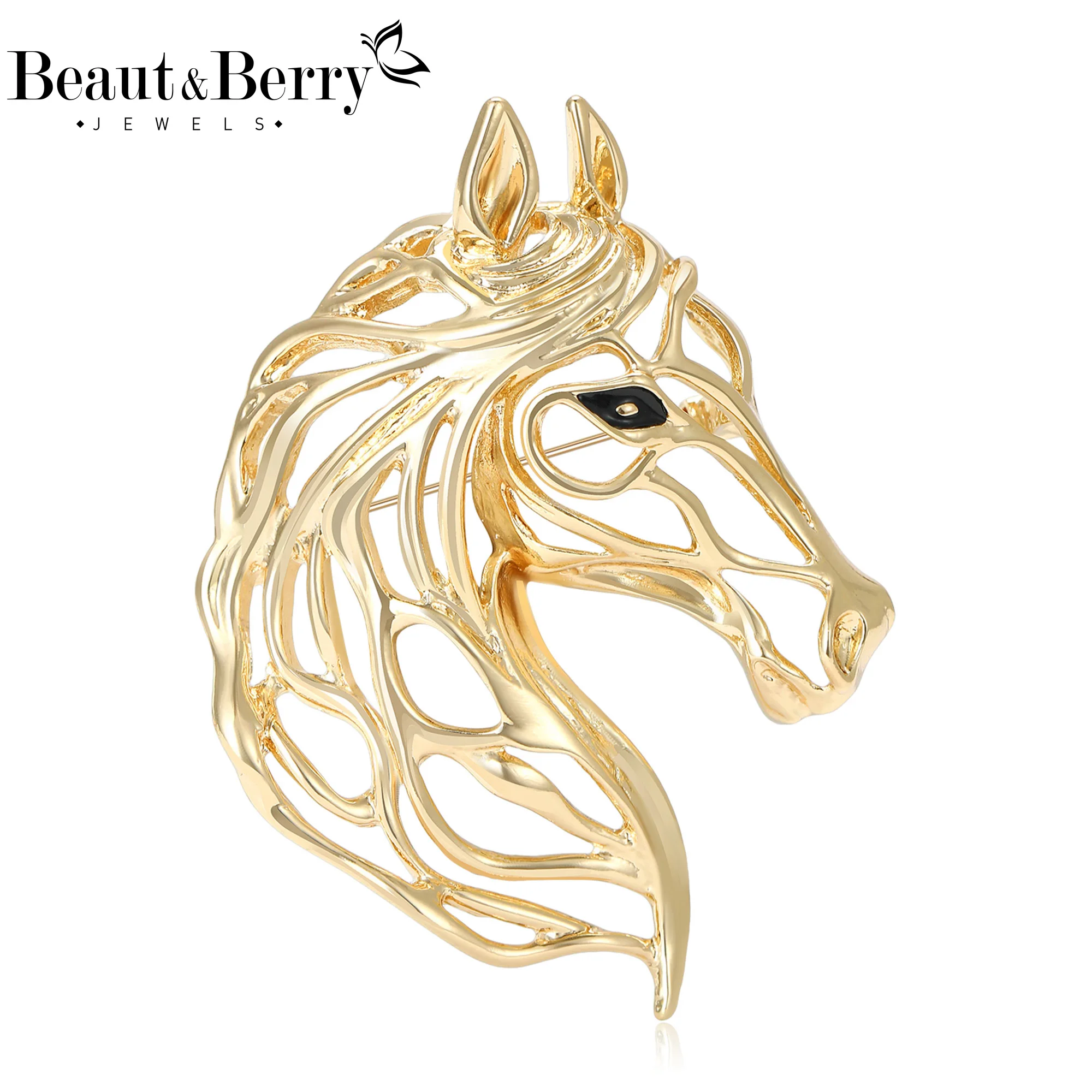 Beaut&Berry New Year Gifts Horse Brooches for Women Christmas Decorations Can Be As Necklace Party Holiday Jewelry Accessory