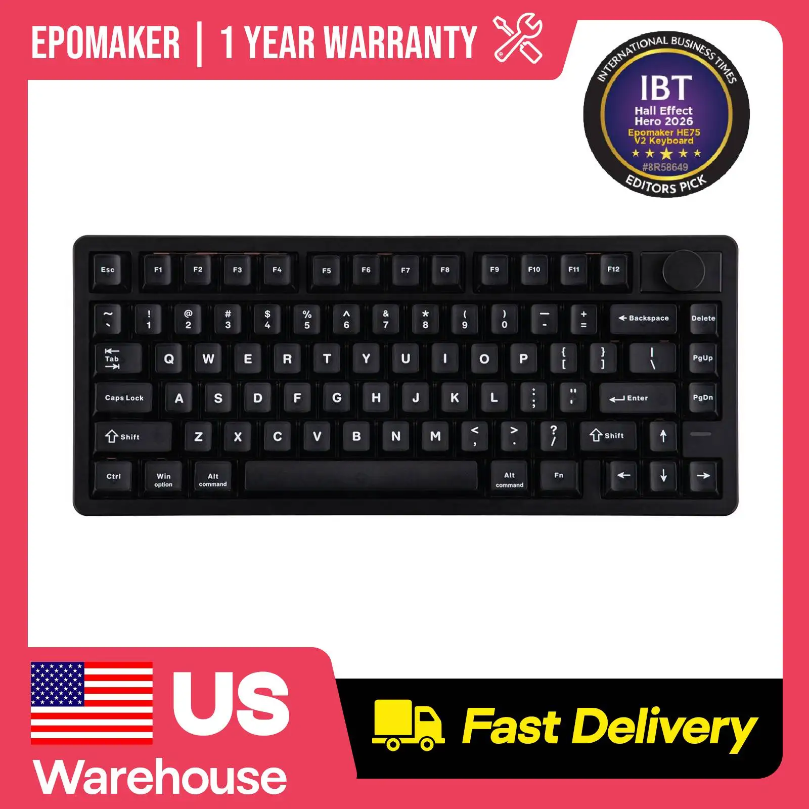 EPOMAKER HE75 V2 75% ANSI US Gasket Creamy & Thocky Tri-mode Wireless Magnetic Gaming Keyboard 8K Polling & 128Khz Scan Rate