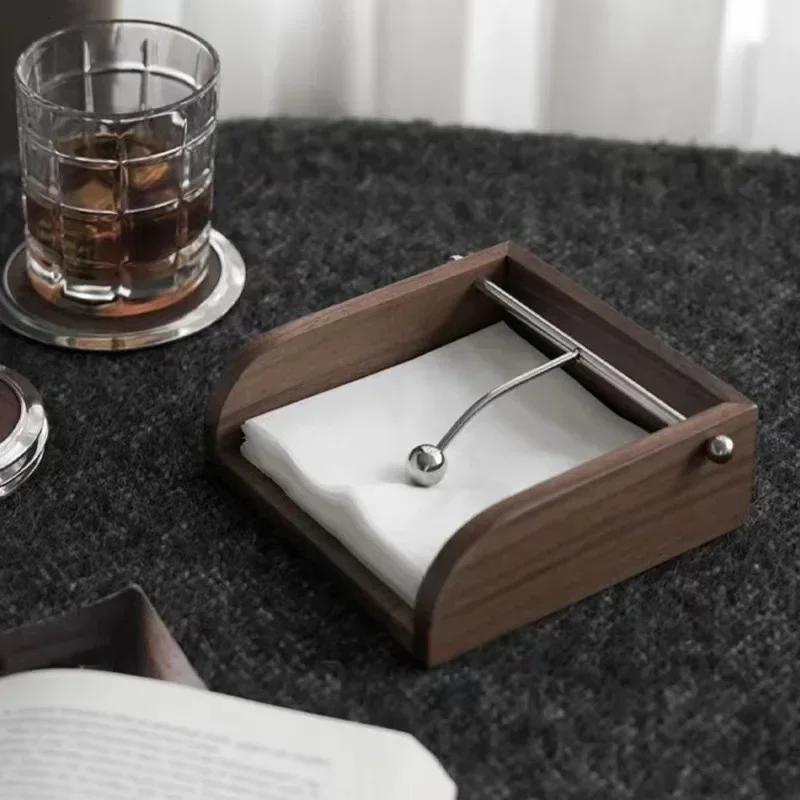 HeMu Restaurant and hotel tissue box square napkin cardboard bracket light luxury stainless steel tissue rack ornaments