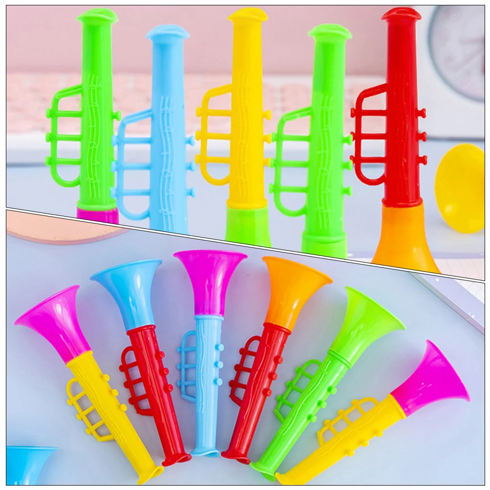 20pcs Mini Plastic Trumpet Toys for Kids Safe Lightweight Colorful Baby Musical Instruments Fun Gift Blow Loud Sound