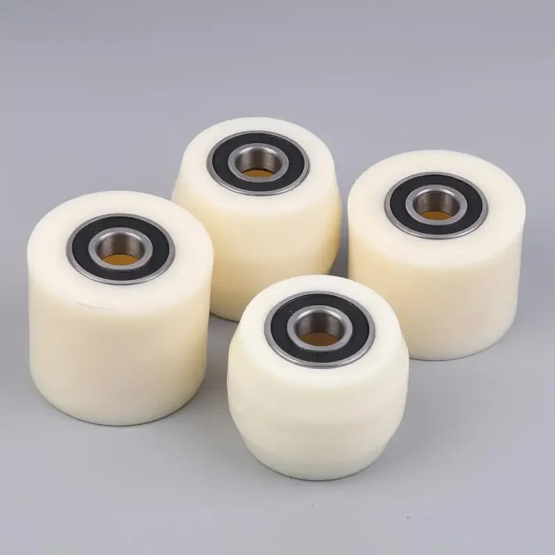 4PCS Replacement Caster Wheels Fork Wheel Bearing Small Hydraulic Lifting And Handling Wheels Polyurethane Nylon Wheels