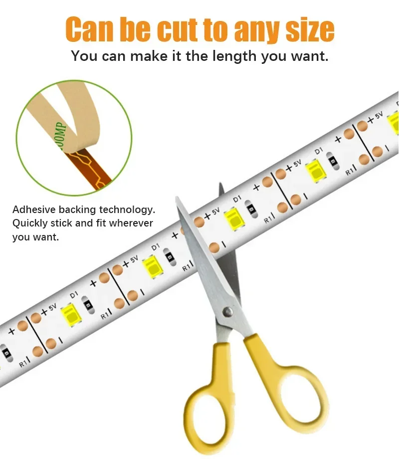 Bedroom Kitchen Wardrobe Decor 5V USB TapeSmart LED Dressing Strip Light PIR Motion Sensor Hand Scan Makeup Vanity Lights