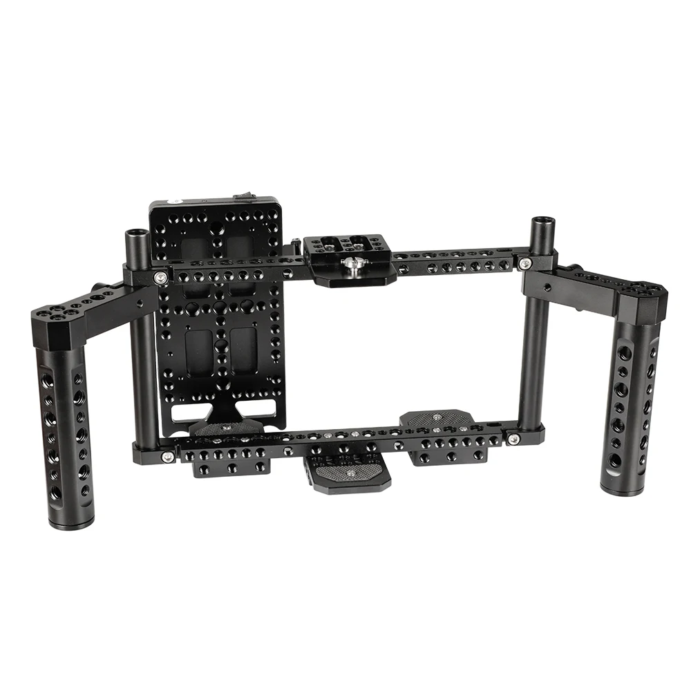 HDRIG Adjustable 7inch Camera Monitor Cage Rig With Dual Cheese Handle V Power Supply Splitter Baseplate Photography Accessories