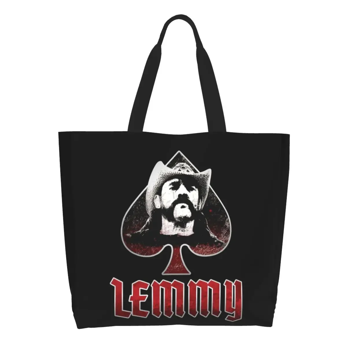 Reusable Rock Star Lemmy Shopping Bag Women Shoulder Canvas Tote Bag Washable Grocery Shopper Bags