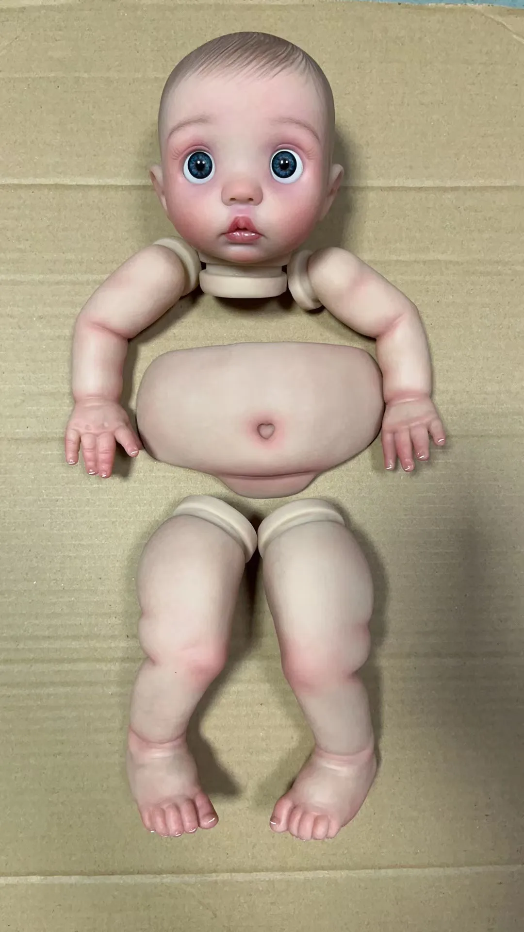 NPK 16inch Already Painted Doll Kit Peeka come with Cloth Body and Belly Plate Lifelike Reborn Baby DIY Toy