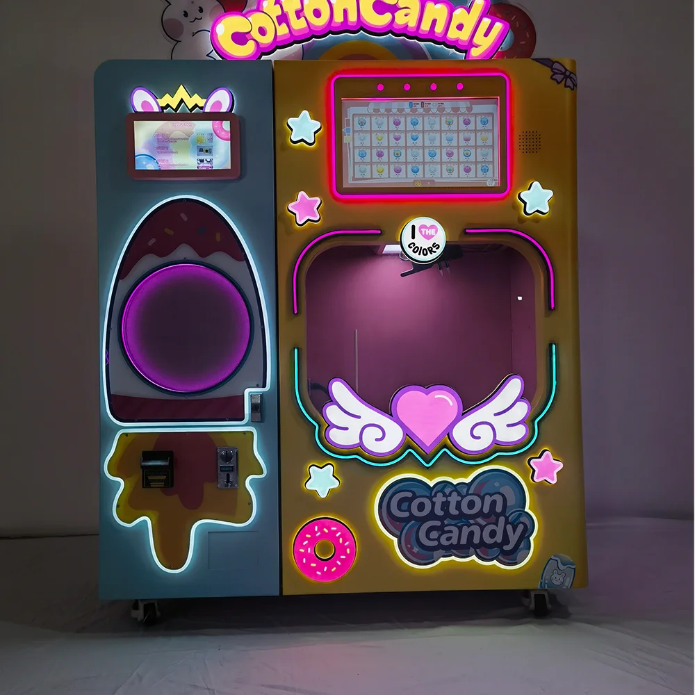 

All Day Operation Fully Automatic Cotton Candy Machine Commercial Vending Floss Maker Robust Motor & Cooling System