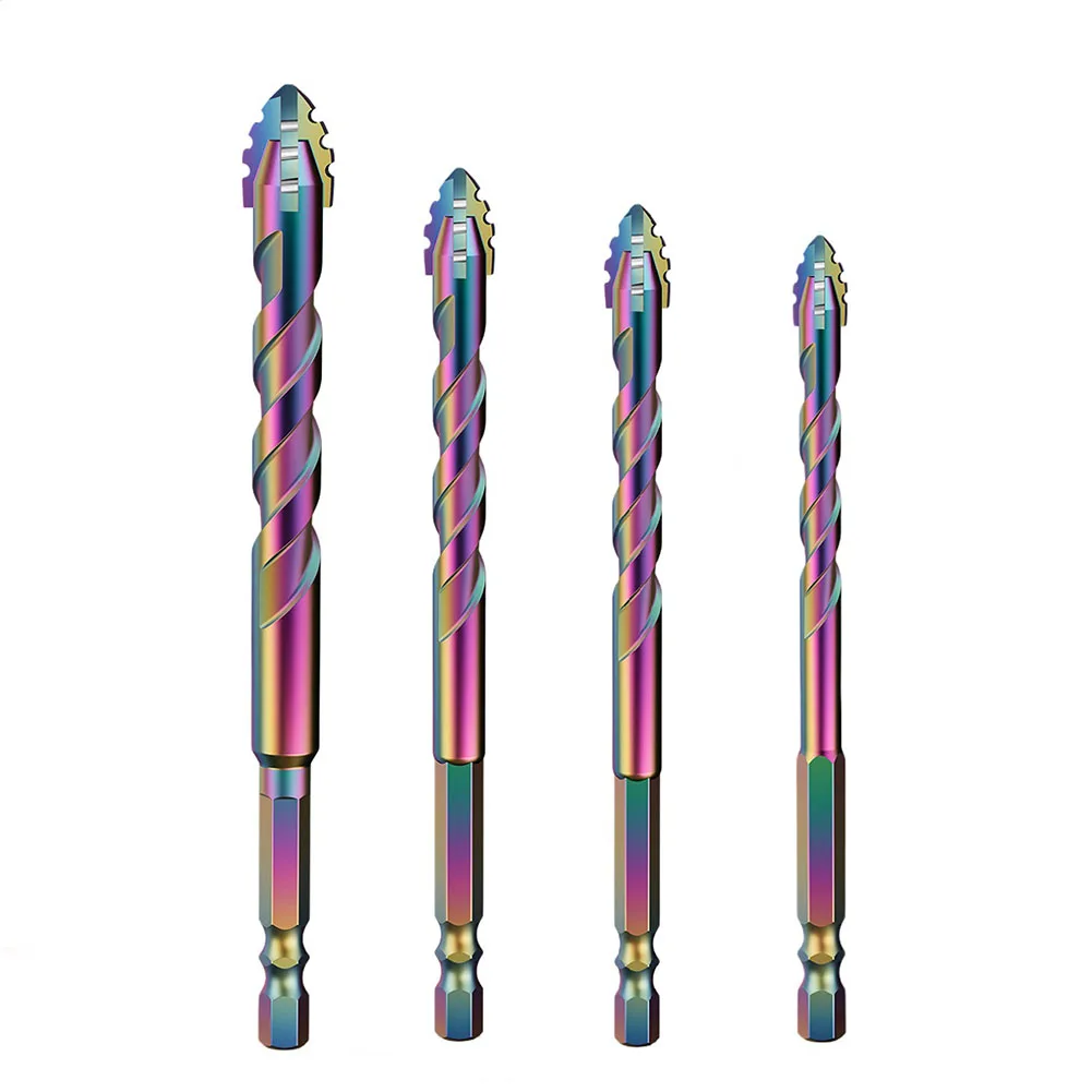 

4 шт. многофункциональные эксцентриковые сверла с твердосплавными наконечниками для стекла, плитки, дерева, металла, цемента, шестигранный хвостовик, размеры от 6 мм до 12 мм