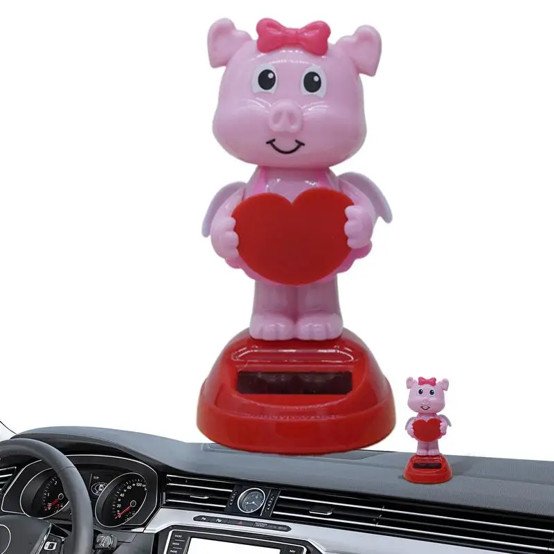 Solar Bobblehead Animals Dashboard Figures For Car Cute Dashboard Figure Valentine's Day Animal Table Ornament For Car Dashboard