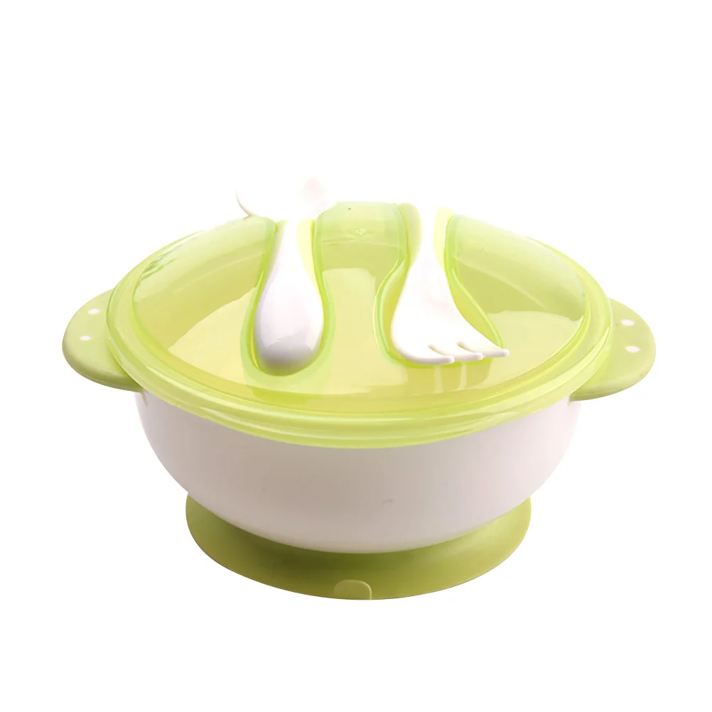 

Детская присоска, зеленый нескользящий набор, летающая тарелка, крышка, вилка, ложка, посуда для кормления, миска для малышей