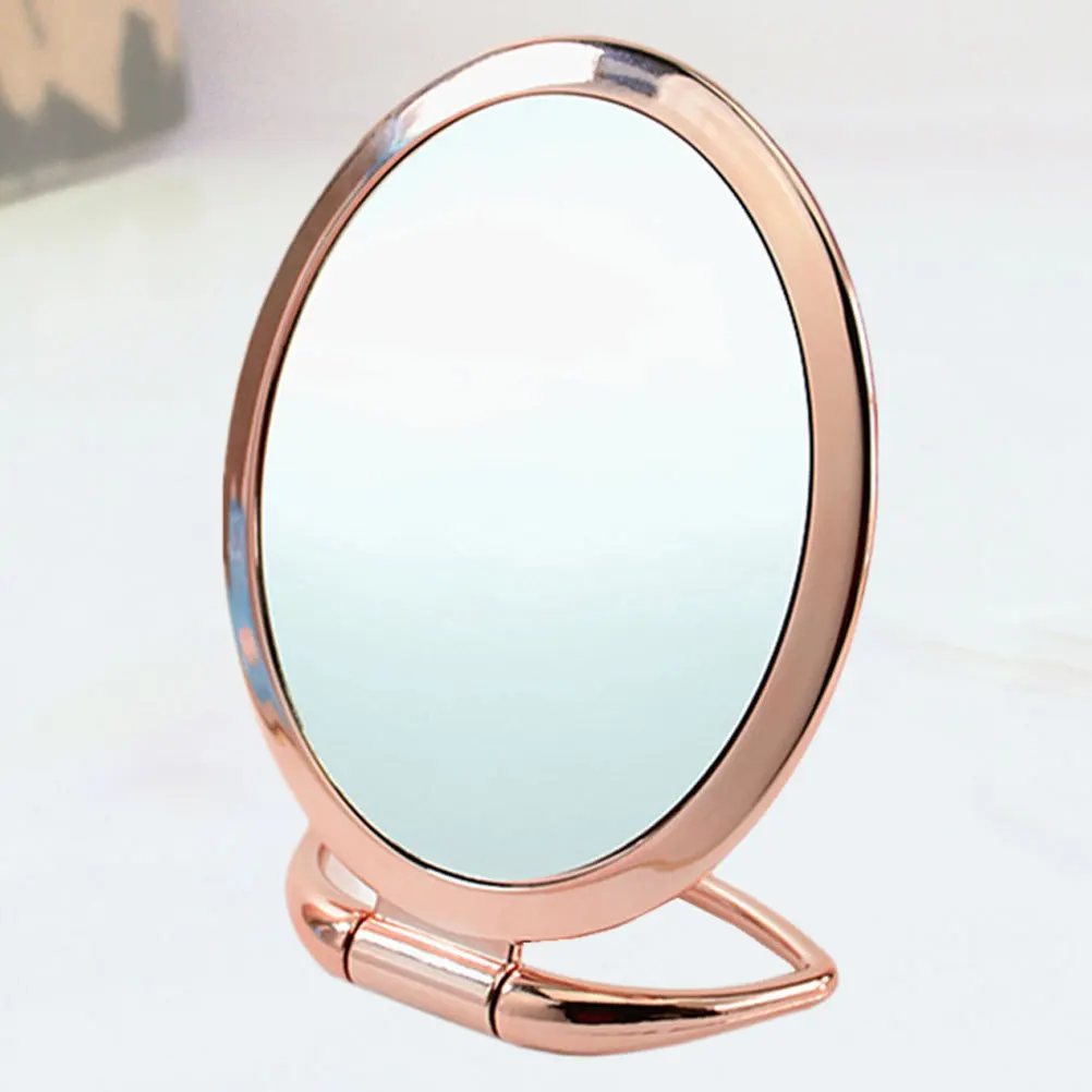 3x Magnifying Round Desktop Mirror Portable Dresser Table Makeup Mirror Rose Gold Lightweight Easy to Store and Carry