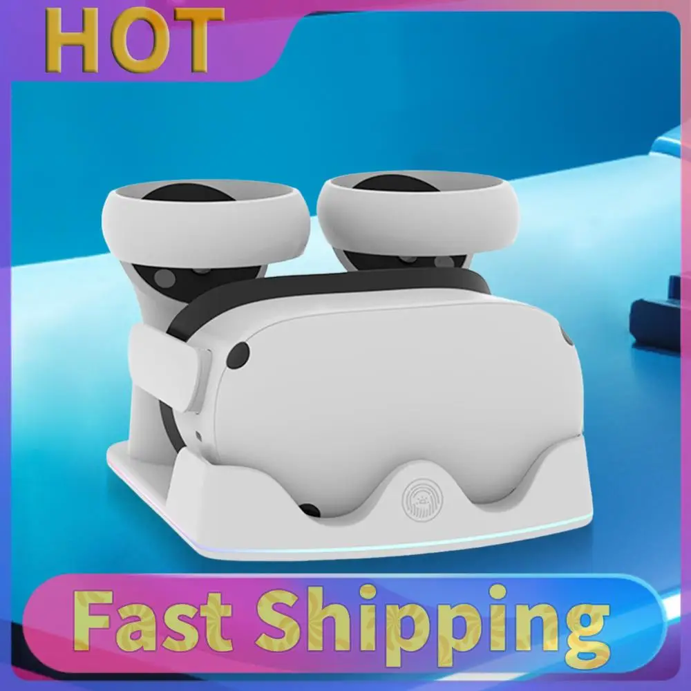 

Зарядная док-станция для VR-гарнитуры Meta Quest 3S, быстрая зарядная станция с RGB-подсветкой, зарядная подставка для Meta Quest 3S/Quest 3/Quest 2